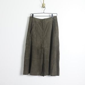 Antonio Melani Olive Long Suede Skirt Front Split